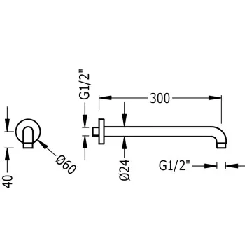 TRES Dušas galvas turētājs 30cm, 13462101