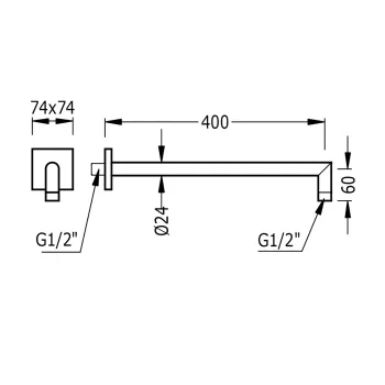 TRES Dušas galvas turētājs 40cm, 06243201