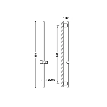 Dušas stienis TRES 762mm, 03463708