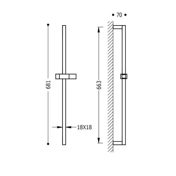 TRES Dušas stienis 663mm, 107922
