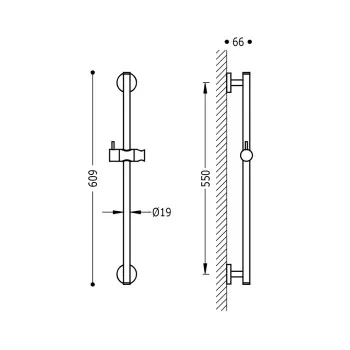 TRES Dušas stienis 550mm, 134618