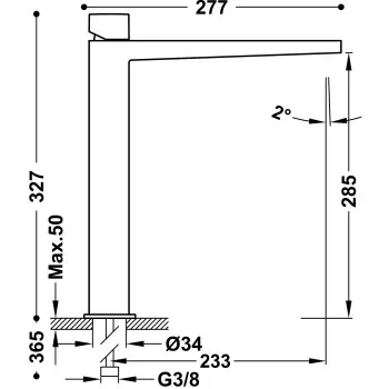 SLIM-TRES Paaugstināts izlietnes jaucējkrāns, 20210306