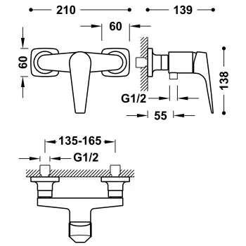AKC CANIGO-TRES Plus Dušas jaucējkrāns 1/2, 21826701