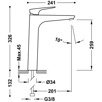 AKC CANIGO-TRES Plus Paaugstināts izlietnes jaucējkrāns, 21880301