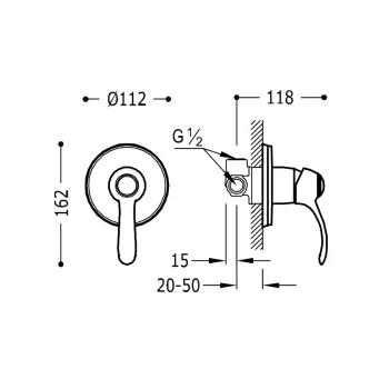 CLASIC-TRES Dušas iebūvējamais jaucējkrāns, 24217701AC