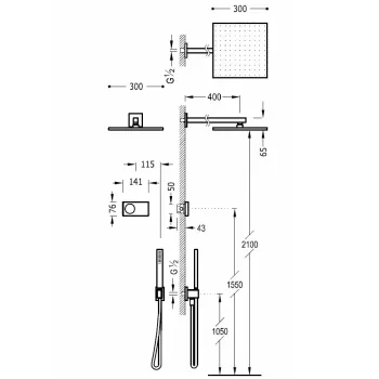 TRES Shower Technology Termostata dušas sistēma, 09288563NM