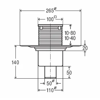 VIEGA Grīdas traps ar sauso aizvaru 100x100 DN50, 583224 VIEGA Grīdas traps ar sauso aizvaru 100x100 DN50, 583224