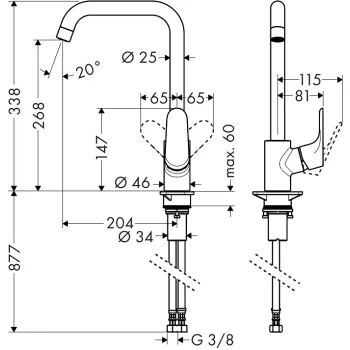 Virtuves Izlietnes maisītājs Hansgrohe Focus M41 260 1jet, stainless steel optic