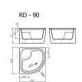 Vispool Dušas kabīnes dziļais paliktnis  RD-90, 900x900