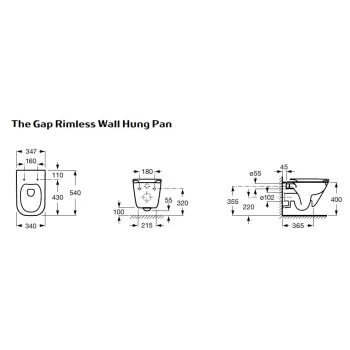 Roca Gap Rimless Piekaramais WC pods ar SC vāku, 734H0N8000