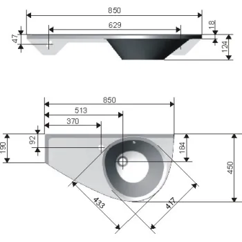 RAVAK Izlietne Avocado L 85 cm Kreisā