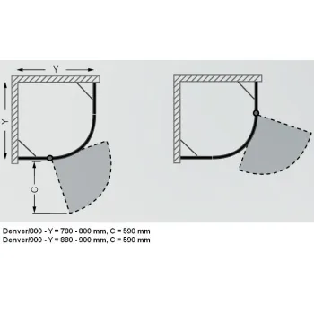 Roth Pusapaļa dušas kabīne DENVER 800x800mm