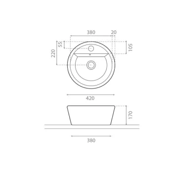 Bathco Vannas istabas izlietne Florencia A 42x42cm, uzliekamā 40