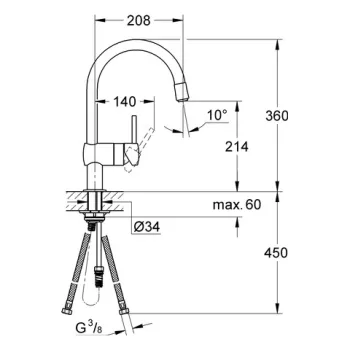 GROHE Minta Virtuves izlietnes jaucējkrāns 32918 000 GROHE Minta Virtuves izlietnes jaucējkrāns 32918 000