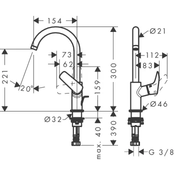 Hansgrohe Logis Izlietnes jaucējkrāns ar korķi, melns matēts 71130670