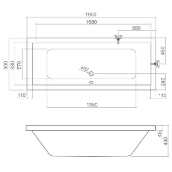 Roltechnik Vanna KUBIC 190x90