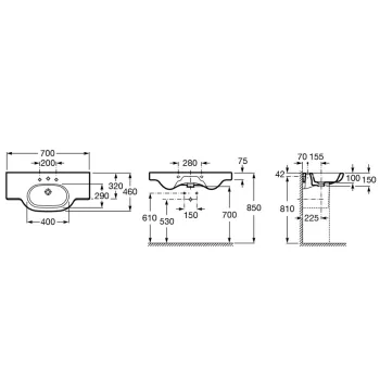 Roca Meridian Vannas istabas izlietne 70x46 cm A327240000