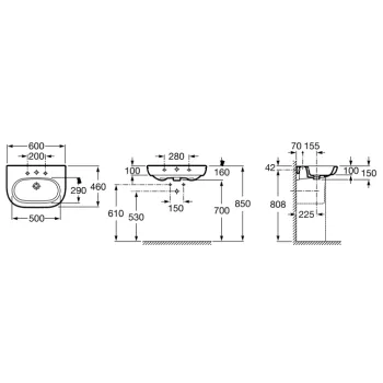 Roca Meridian Vannas istabas izlietne 60x46 cm A327242000