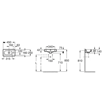 Roca Meridian Vannas istabas izlietne 45x25 cm A327248000