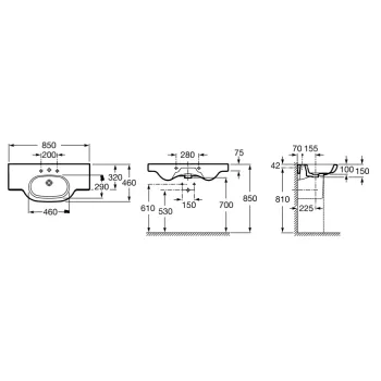 Roca Meridian Vannas istabas izlietne 85x46 cm A32724D000
