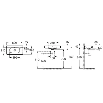 Roca Meridian Vannas istabas izlietne 60x32 cm A32724T000