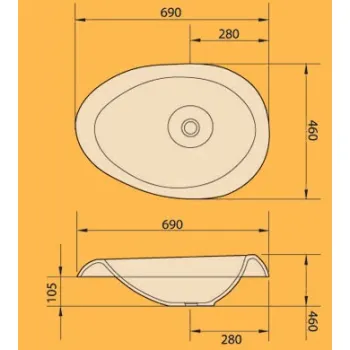 Izlietne PAA ORGANIC Akamems masa 690x480mm balta Izlietne PAA ORGANIC Akamems masa 690x480mm balta