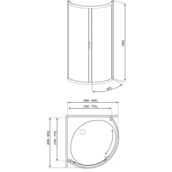 Radaway Pusapaļa dušas kabīne Dolphi Premium Plus B 90