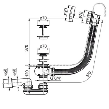 RAVAK vannas sifons ar trosi, X01305