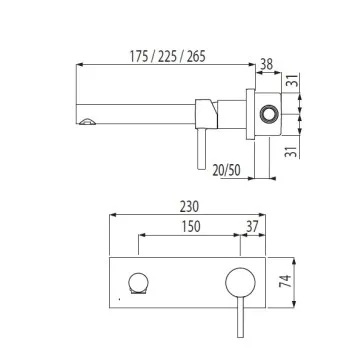 ALPLUS-TRES Izlietnes jaucējkrāns no sienas, 20320002