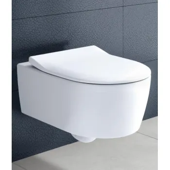 Piekaramais tualetes pods Villeroy & Boch Avento Rimless, ar Soft Close/QR vāku 370x530 mm, DirectFlush, balts