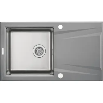 Granīta un tērauda izlietne ar noteces virsmu Deante Prime,pelēks metālisks ZSR_S113