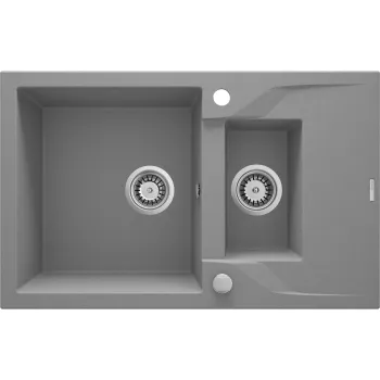 Granīta izlietne ar noteces virsmu Deante Andante,pelēks metālisks ZQN_S513