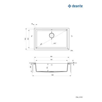 Granīta izlietne, pie sienas stiprināma Deante Corda, alabastrs ZQA_A10D