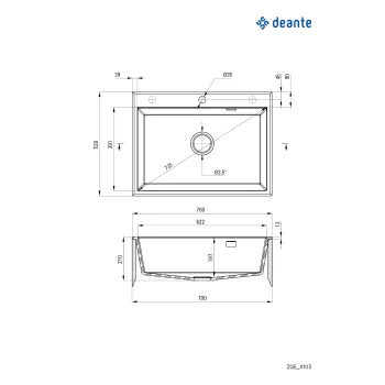Granīta izlietne Deante Eridan, alabastrs ZQE_A103