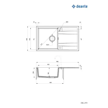 Granīta izlietne ar noteces virsmu Deante Eridan, alabastrs ZQE_A113