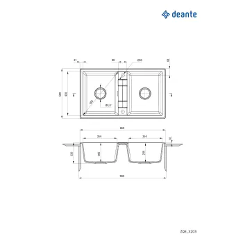 Granīta izlietne Deante Eridan, melns ZQE_N203