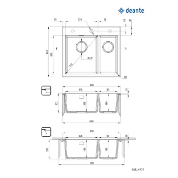 Granīta izlietne Deante Eridan, melns ZQE_N503