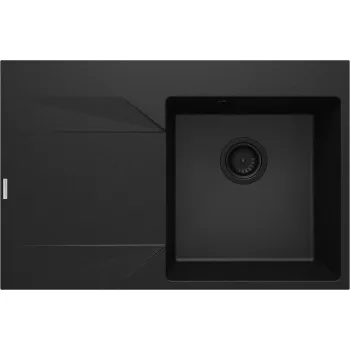 Granīta izlietne ar noteces virsmu - kreisā puse Deante Evora, grafīts metālisks ZQJ_G11L