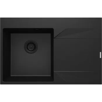 Granīta izlietne ar noteces virsmu - labā puse Deante Evora, grafīts metālisks ZQJ_G11P