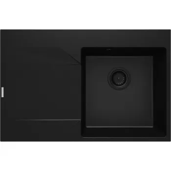 Granīta izlietne ar noteces virsmu - kreisā puse Deante Evora, melns ZQJ_N11L