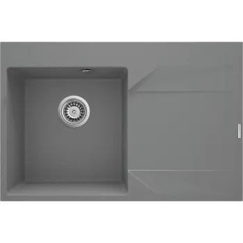 Granīta izlietne ar noteces virsmu - labā puse Deante Evora,pelēks metālisks ZQJ_S11P