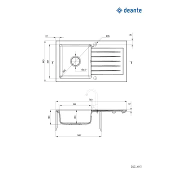 Vannas istabas granīta izlietne Deante CORREO uz virsmas ANTHRACITE METALLIC 500x400mm Antarcīts