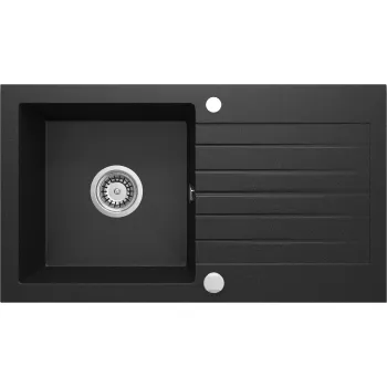 Granīta izlietne ar noteces virsmu Deante Zorba, grafīts metālisks ZQZ_G113