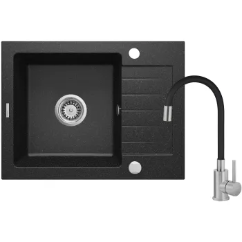 Granīta izlietne ar maisītāju un noteces virsmu Deante Zorba, grafīts ZQZC211A