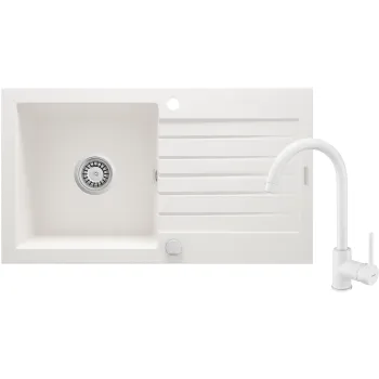 Granīta izlietne ar maisītāju un noteces virsmu Deante Zorba, alabastrs ZQZVA113