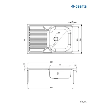 Virtuves izlietne Deante Tango Nerūsējošā tērauda ar plauktu kreisāTango ZM5_311L