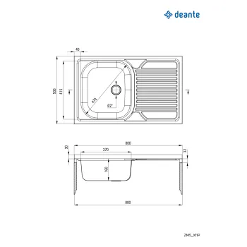 Tērauda izlietne ar noteces virsmu labajā pusē Deante Tango ZM5_311P
