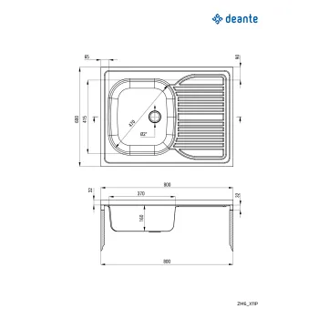 Tērauda izlietne ar noteces virsmu labajā pusē Deante Tango ZM6_311P