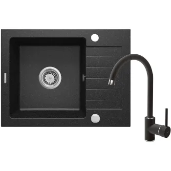 Granīta izlietne ar maisītāju un noteces virsmu Deante Zorba, grafīts ZQZA211A