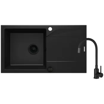 Virtuves izlietnes komplekts Deante Evora, Granīta ar maisītāju melns ZQJJN113